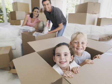 Household moving boxes and furniture for a Kingston property